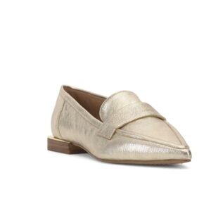 Vince Camuto Calentha Gold Leather Loafer Flats
